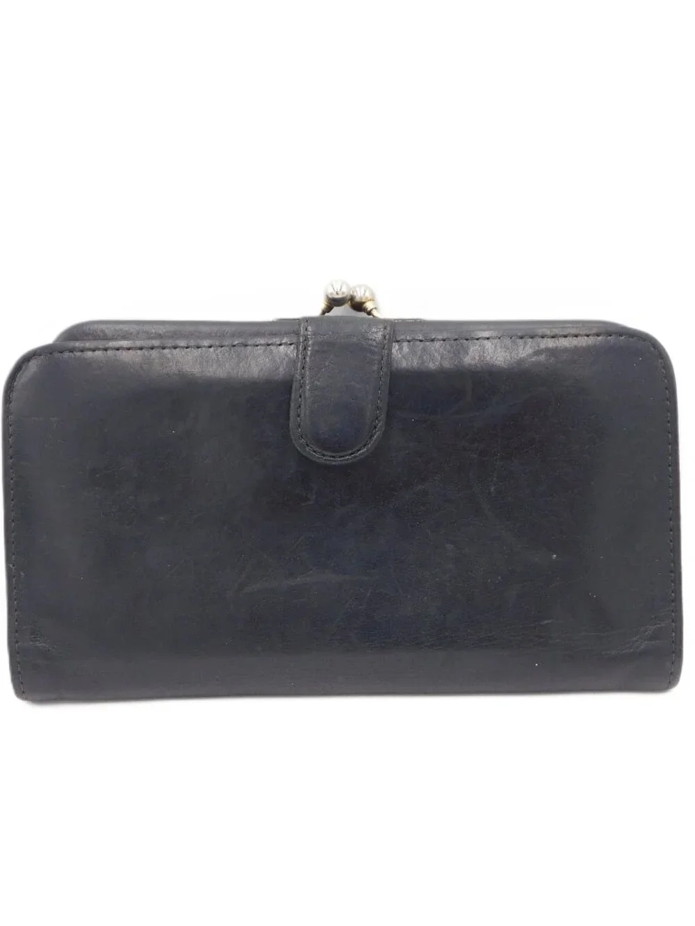 Coach Vintage Black Long Leather Bifold Kisslock Continental Coin Card Wallet